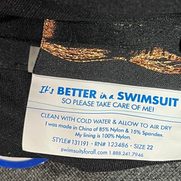 Swimsuits For All Tropiculture Bikini Top Women 22 Black Gray Abstract Underwire - Picture 8 of 9